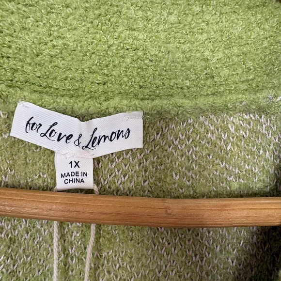 For Love Lemons Simone Green tan Houndstooth Knit Sweater Vest Size 1X - Picture 4 of 8